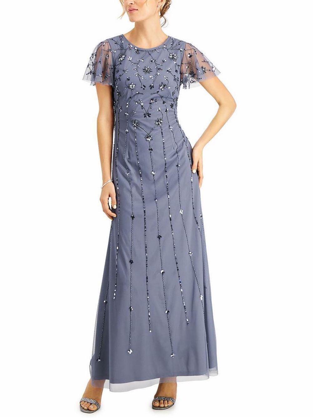 Adrianna Papell Womens Beaded Dress